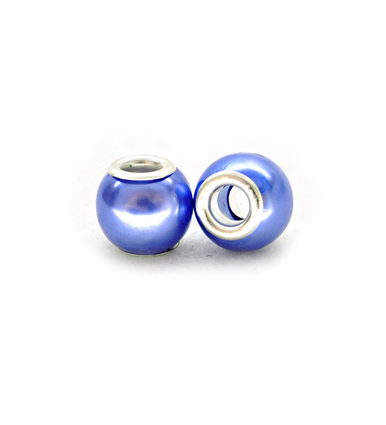 Perla agujero grande,pastel (2 piezas) 10x12 mm - Azul